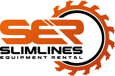 Slimlines Equipment Rental logo in orange and black